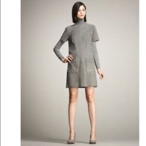 Lyn Devon Audrey Short-sleeve Suede Shift Dress M